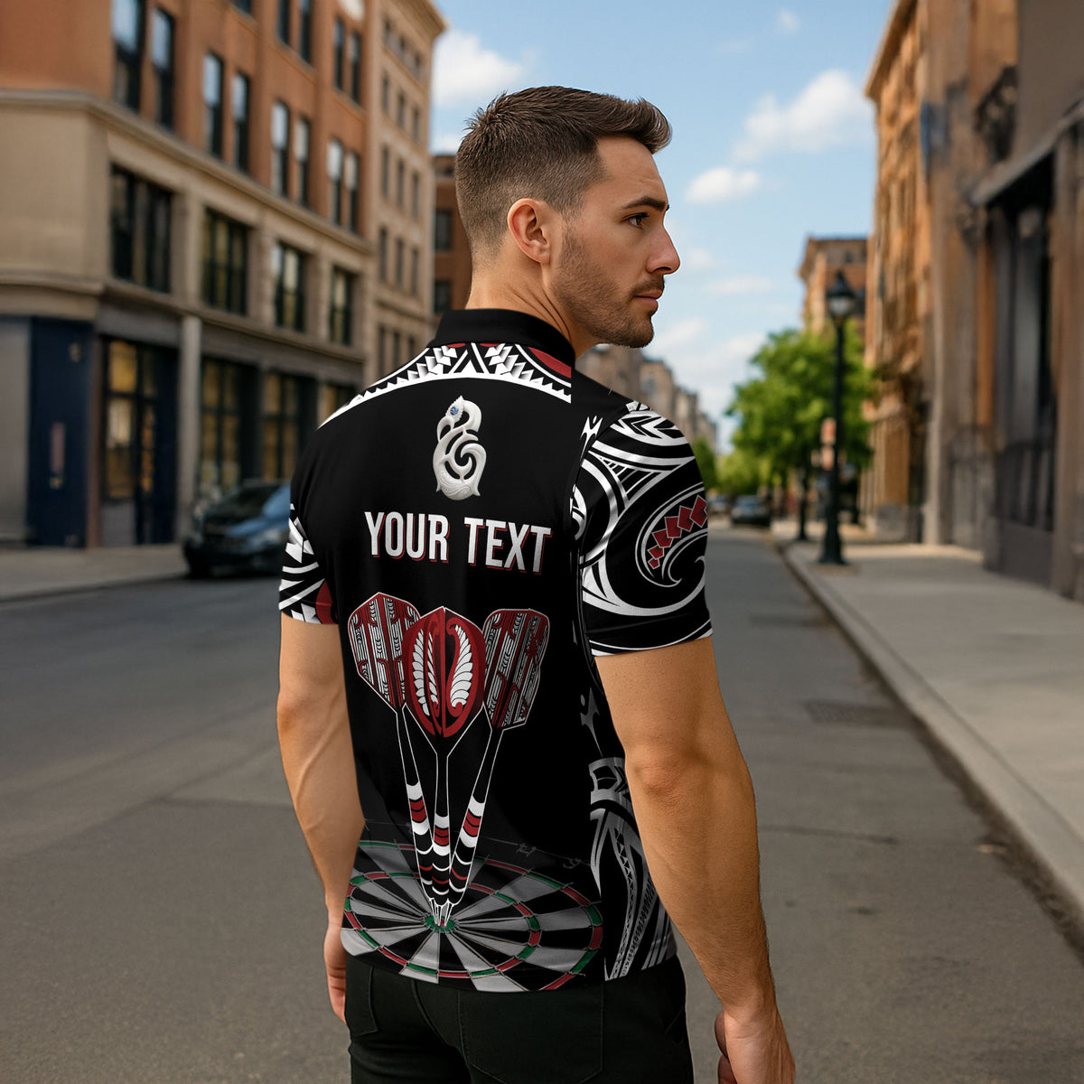 New Zealand Darts Personalized Hei Manaia Zipper Polo Shirt Classic Kowhaiwhai LT7 - Polynesian Pride