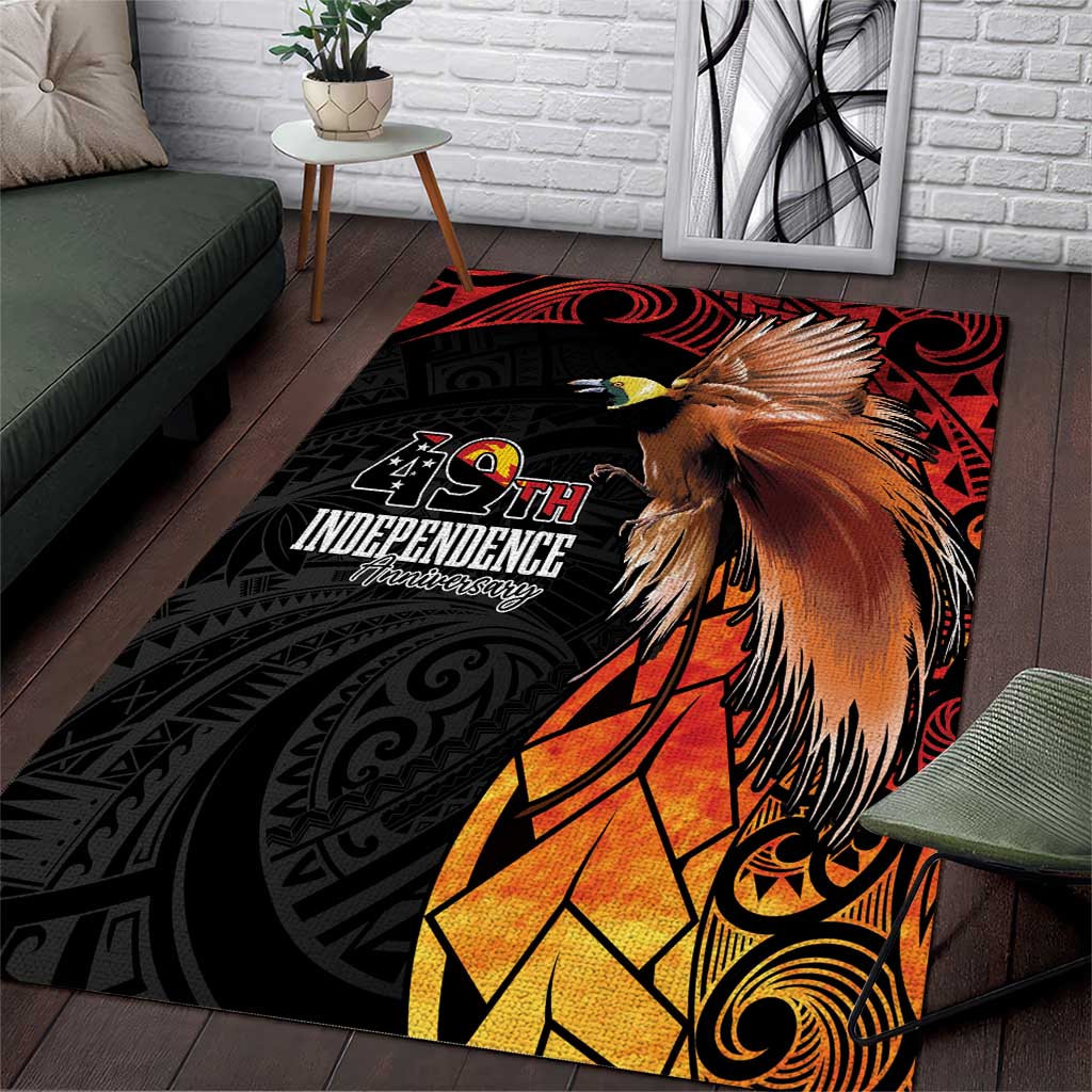 Papua New Guinea Area Rug Grunge Style 49th Independence Anni LT7 Black Red - Polynesian Pride