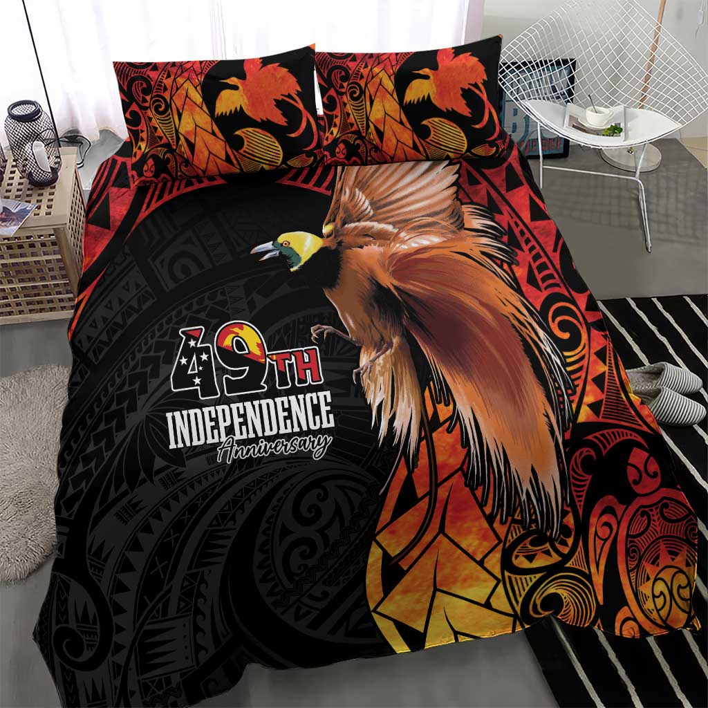 Papua New Guinea Bedding Set Grunge Style 49th Independence Anni LT7 - Polynesian Pride