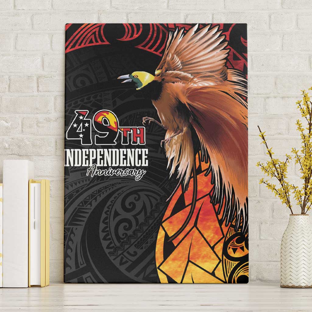 Papua New Guinea Canvas Wall Art Grunge Style 49th Independence Anni LT7 Without Frame Black Red - Polynesian Pride