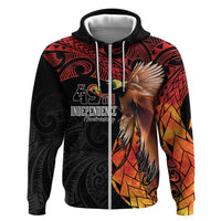Papua New Guinea Personalised Hoodie Grunge Style 49th Independence Anni LT7 Zip Hoodie Black Red - Polynesian Pride