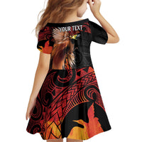 Papua New Guinea Personalised Kid Short Sleeve Dress Grunge Style 49th Independence Anni LT7 - Polynesian Pride