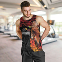 Papua New Guinea Personalised Men Tank Top Grunge Style 49th Independence Anni LT7 Black Red - Polynesian Pride