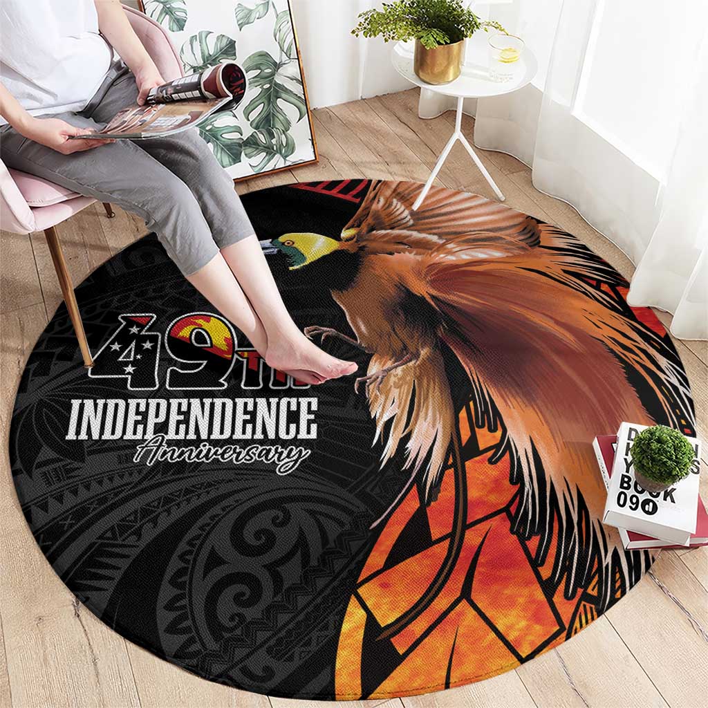 Papua New Guinea Round Carpet Grunge Style 49th Independence Anni LT7 - Polynesian Pride