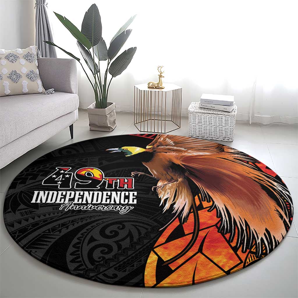 Papua New Guinea Round Carpet Grunge Style 49th Independence Anni LT7 - Polynesian Pride