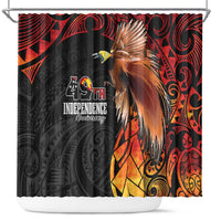 Papua New Guinea Shower Curtain Grunge Style 49th Independence Anni LT7 Black Red - Polynesian Pride