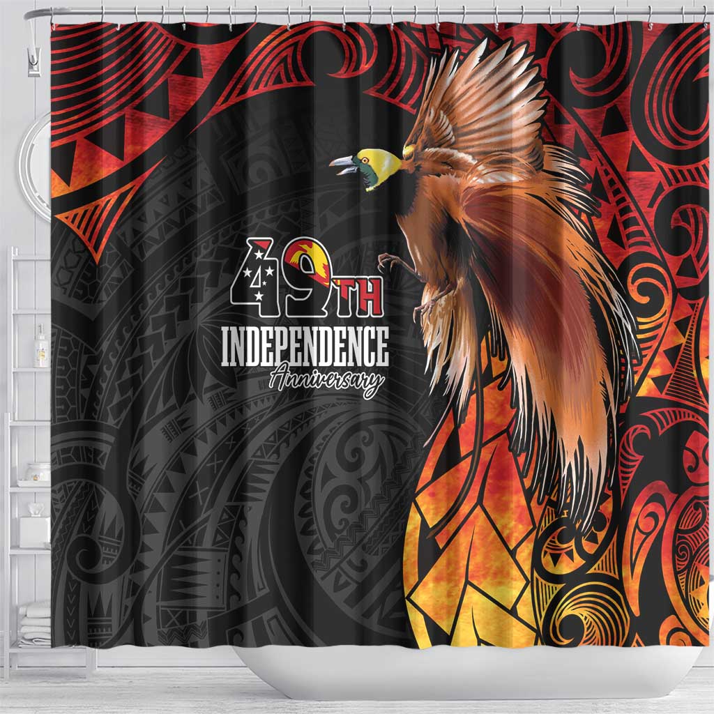 Papua New Guinea Shower Curtain Grunge Style 49th Independence Anni LT7 - Polynesian Pride