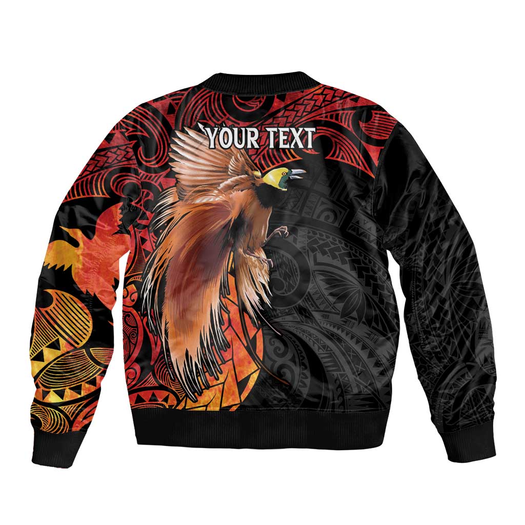 Papua New Guinea Personalised Sleeve Zip Bomber Jacket Grunge Style 49th Independence Anni LT7 - Polynesian Pride