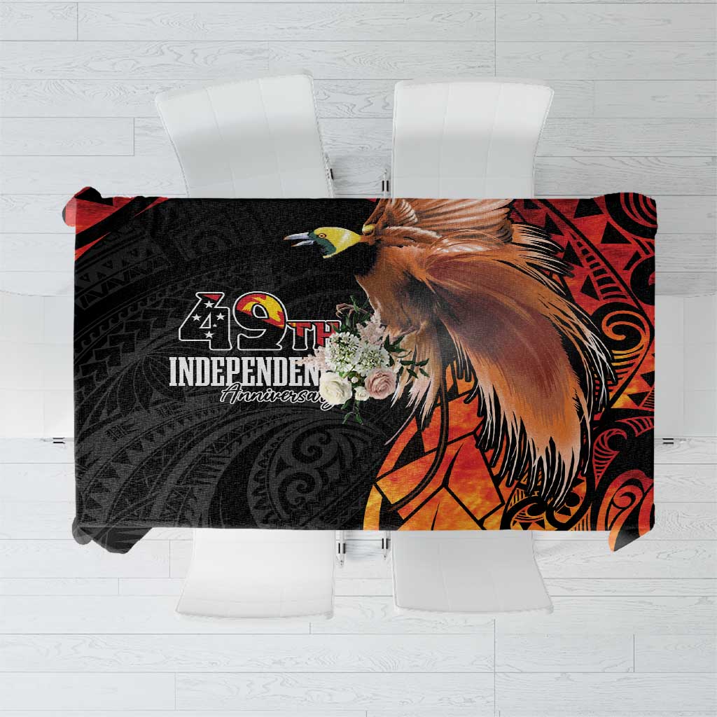 Papua New Guinea Tablecloth Grunge Style 49th Independence Anni LT7 Black Red - Polynesian Pride