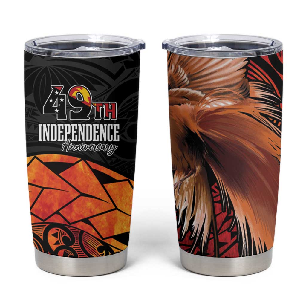 Papua New Guinea Tumbler Cup Grunge Style 49th Independence Anni LT7 Black Red - Polynesian Pride