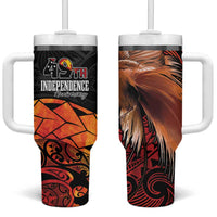 Papua New Guinea Tumbler With Handle Grunge Style 49th Independence Anni LT7 One Size: 40 oz Black Red - Polynesian Pride