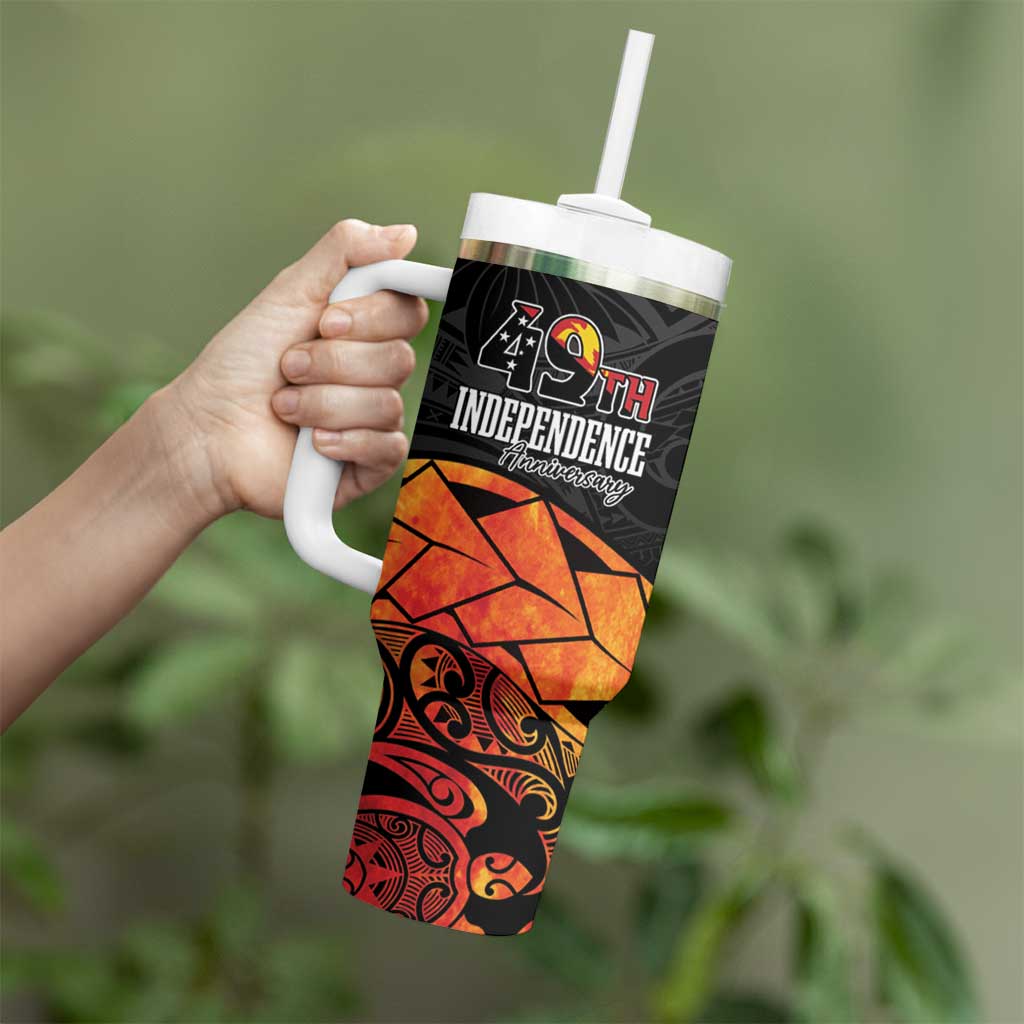 Papua New Guinea Tumbler With Handle Grunge Style 49th Independence Anni LT7 - Polynesian Pride