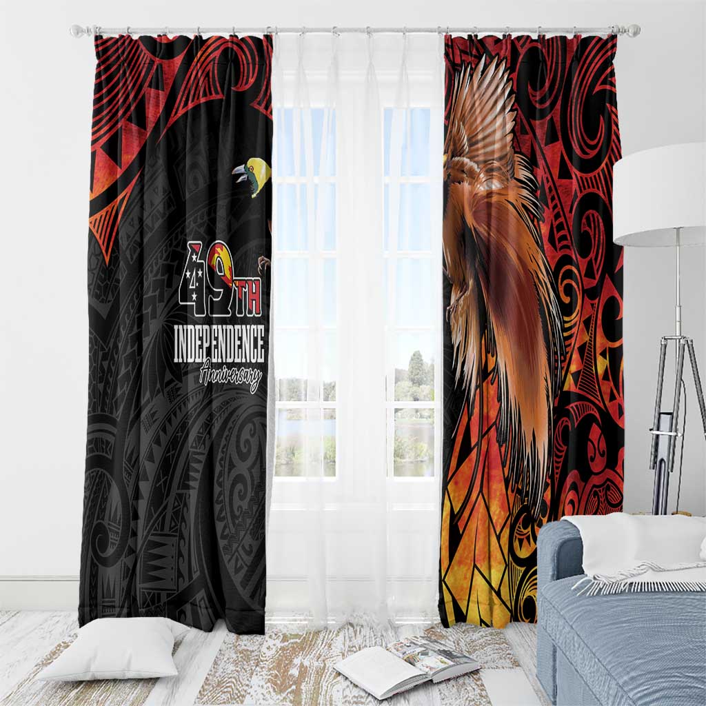 Papua New Guinea Window Curtain Grunge Style 49th Independence Anni LT7 - Polynesian Pride