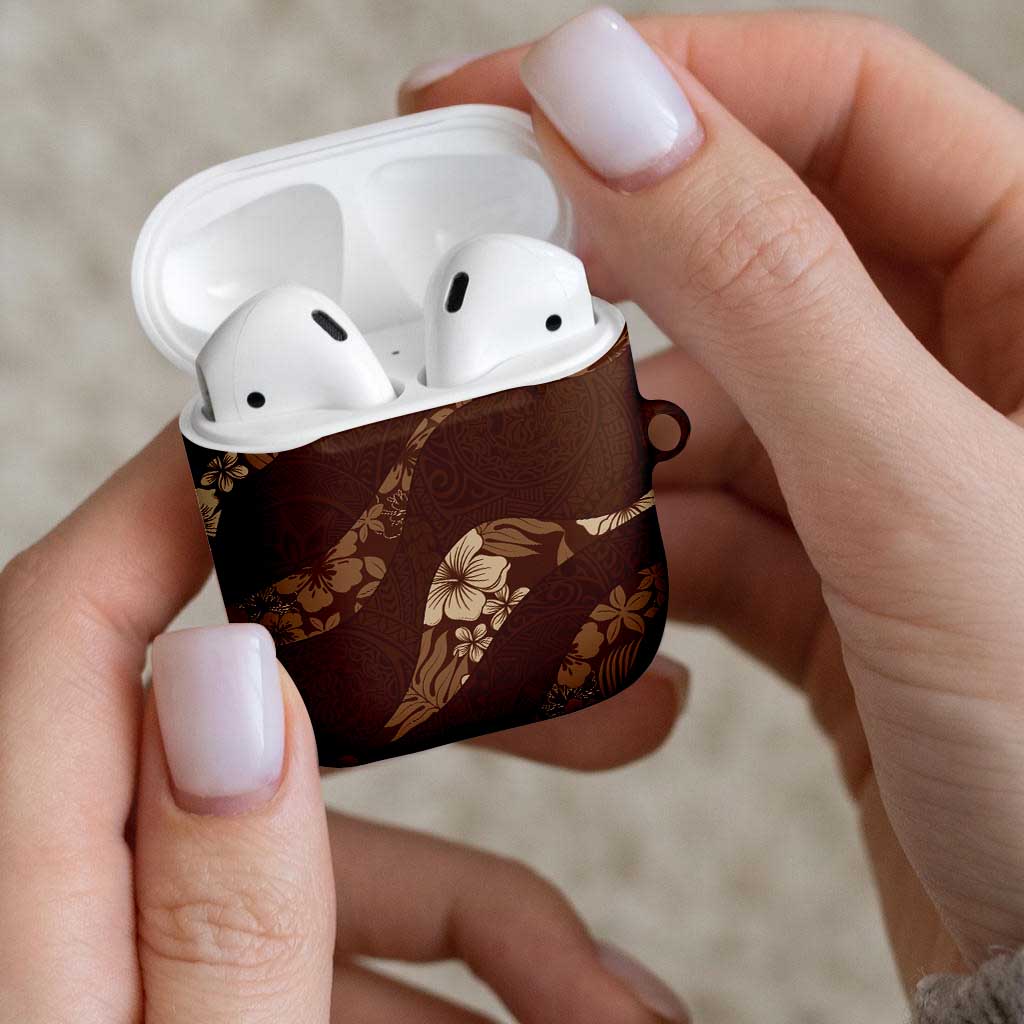 Aloha Hawaii Floral Tapa AirPods Case Patchwork Mocha LT7 - Polynesian Pride