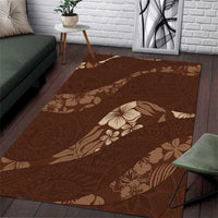 Aloha Hawaii Floral Tapa Area Rug Patchwork Mocha LT7 Mocha - Polynesian Pride
