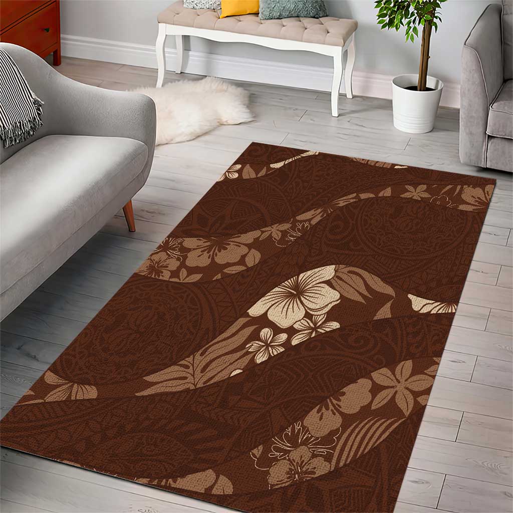 Aloha Hawaii Floral Tapa Area Rug Patchwork Mocha LT7 - Polynesian Pride