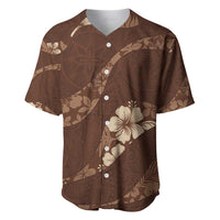 Aloha Hawaii Floral Tapa Baseball Jersey Patchwork Mocha LT7 Mocha - Polynesian Pride