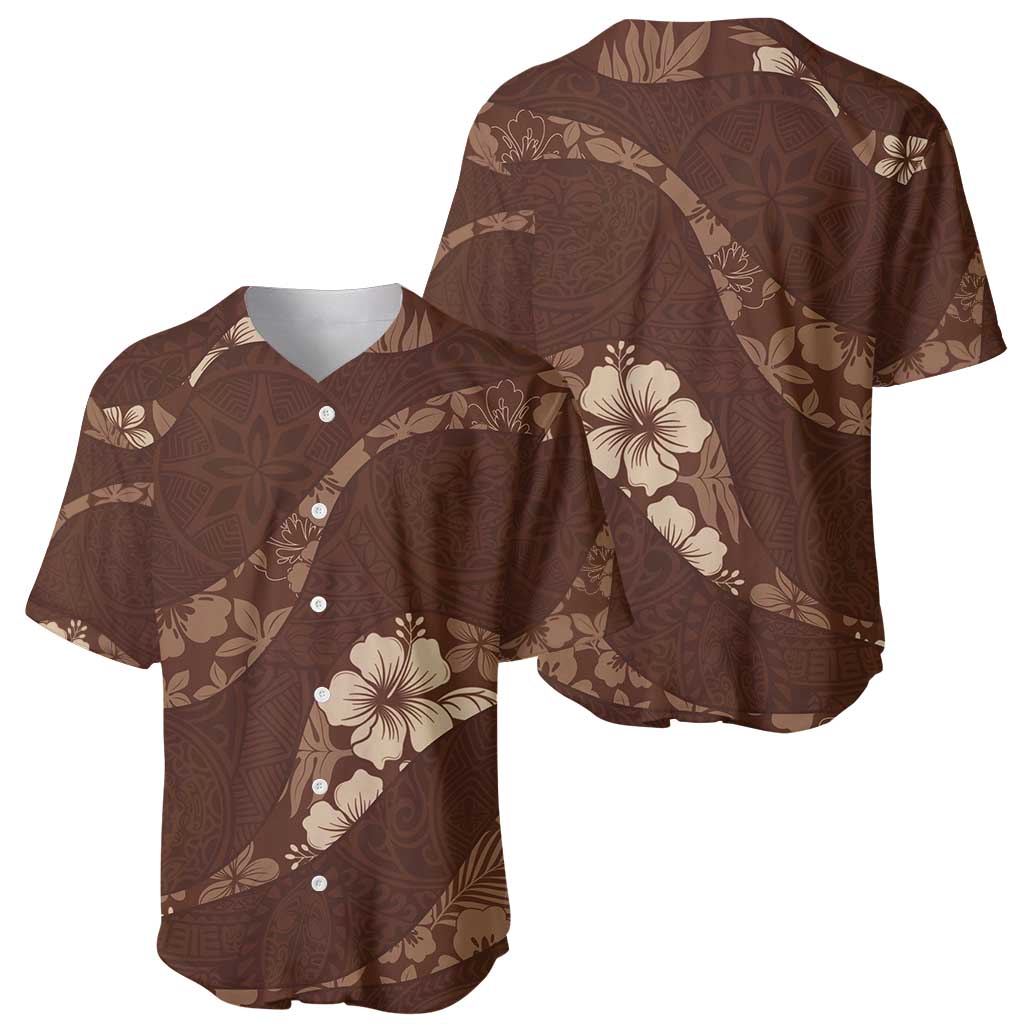 Aloha Hawaii Floral Tapa Baseball Jersey Patchwork Mocha LT7 - Polynesian Pride