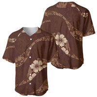 Aloha Hawaii Floral Tapa Baseball Jersey Patchwork Mocha LT7 - Polynesian Pride