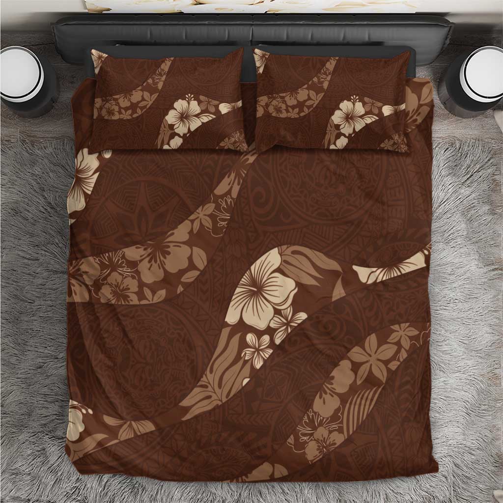 Aloha Hawaii Floral Tapa Bedding Set Patchwork Mocha LT7 Mocha - Polynesian Pride
