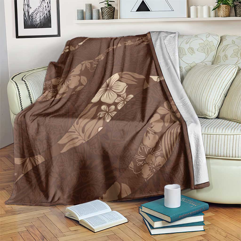 Aloha Hawaii Floral Tapa Blanket Patchwork Mocha LT7 Mocha - Polynesian Pride