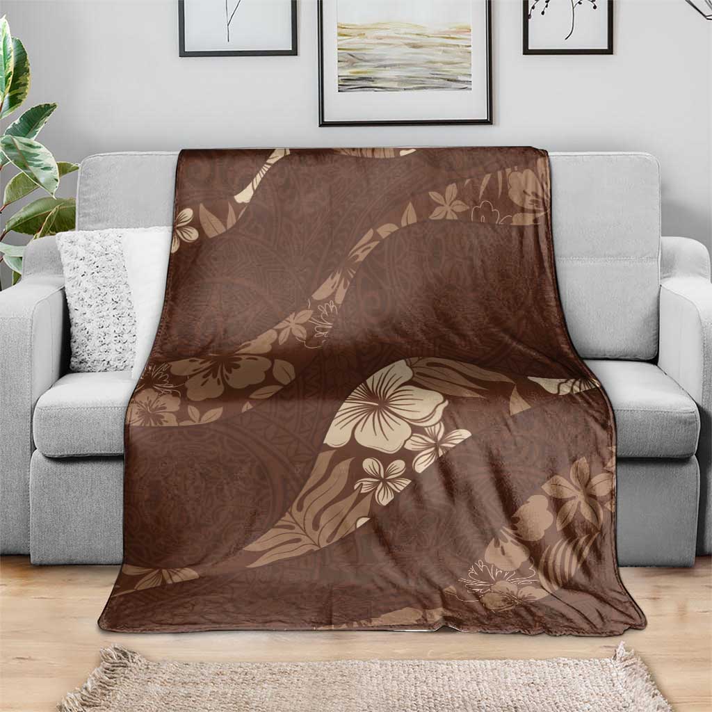 Aloha Hawaii Floral Tapa Blanket Patchwork Mocha LT7 - Polynesian Pride