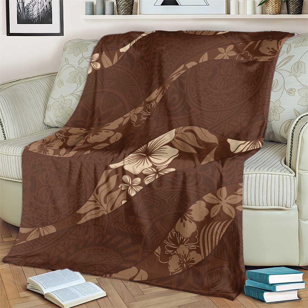 Aloha Hawaii Floral Tapa Blanket Patchwork Mocha LT7 - Polynesian Pride