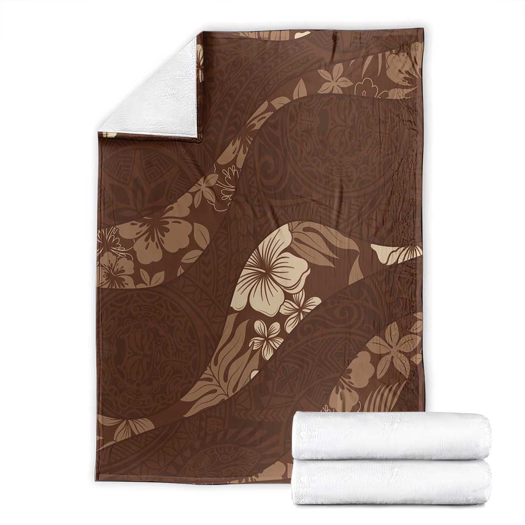 Aloha Hawaii Floral Tapa Blanket Patchwork Mocha LT7 - Polynesian Pride