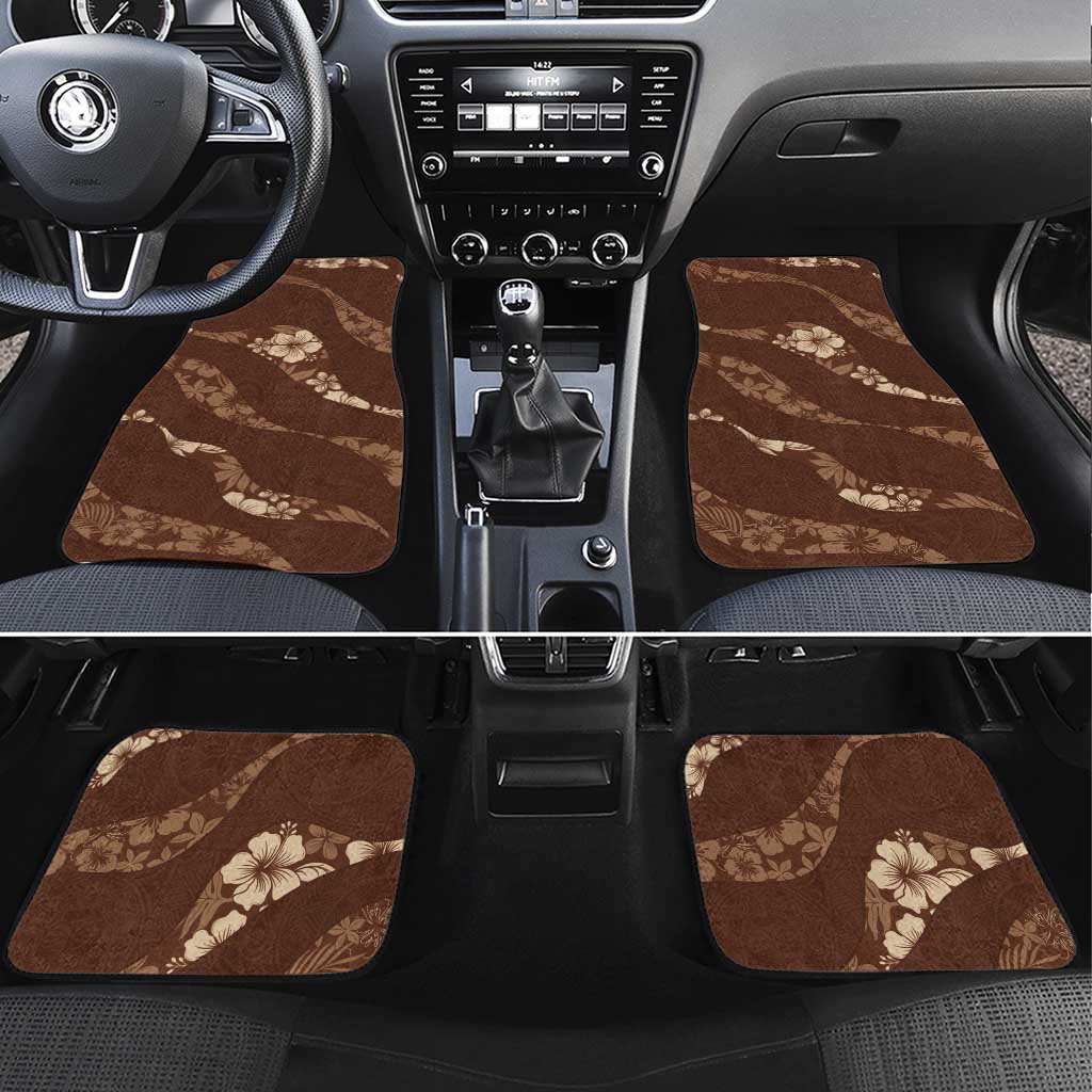 Aloha Hawaii Floral Tapa Car Mats Patchwork Mocha LT7 Set 4pcs Mocha - Polynesian Pride