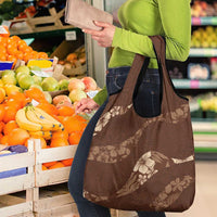 Aloha Hawaii Floral Tapa Grocery Bag Patchwork Mocha LT7 - Polynesian Pride
