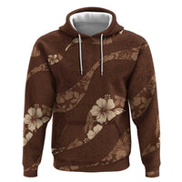 Aloha Hawaii Floral Tapa Hoodie Patchwork Mocha LT7 Pullover Hoodie Mocha - Polynesian Pride
