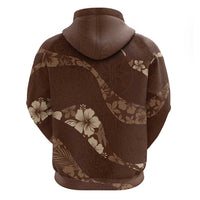 Aloha Hawaii Floral Tapa Hoodie Patchwork Mocha LT7 - Polynesian Pride