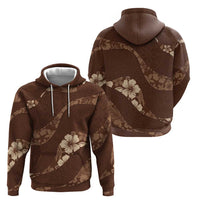 Aloha Hawaii Floral Tapa Hoodie Patchwork Mocha LT7 - Polynesian Pride