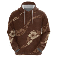 Aloha Hawaii Floral Tapa Hoodie Patchwork Mocha LT7 - Polynesian Pride