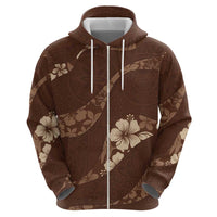 Aloha Hawaii Floral Tapa Hoodie Patchwork Mocha LT7 - Polynesian Pride