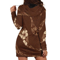 Aloha Hawaii Floral Tapa Hoodie Dress Patchwork Mocha LT7 - Polynesian Pride