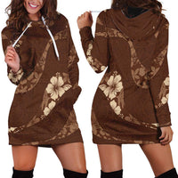 Aloha Hawaii Floral Tapa Hoodie Dress Patchwork Mocha LT7 - Polynesian Pride