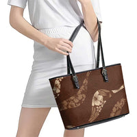 Aloha Hawaii Floral Tapa Leather Tote Bag Patchwork Mocha LT7 - Polynesian Pride