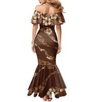 Aloha Hawaii Floral Tapa Mermaid Dress Patchwork Mocha LT7 - Polynesian Pride