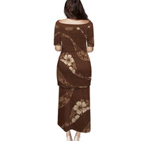 Aloha Hawaii Floral Tapa Puletasi Patchwork Mocha LT7 - Polynesian Pride