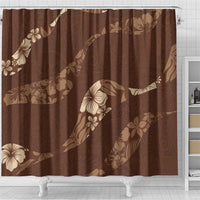 Aloha Hawaii Floral Tapa Shower Curtain Patchwork Mocha LT7 - Polynesian Pride