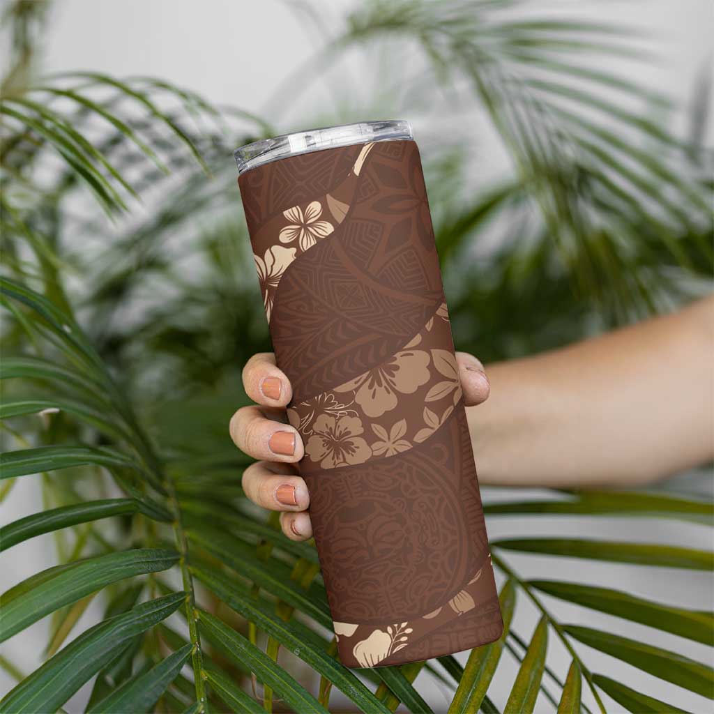 Aloha Hawaii Floral Tapa Skinny Tumbler Patchwork Mocha LT7 - Polynesian Pride