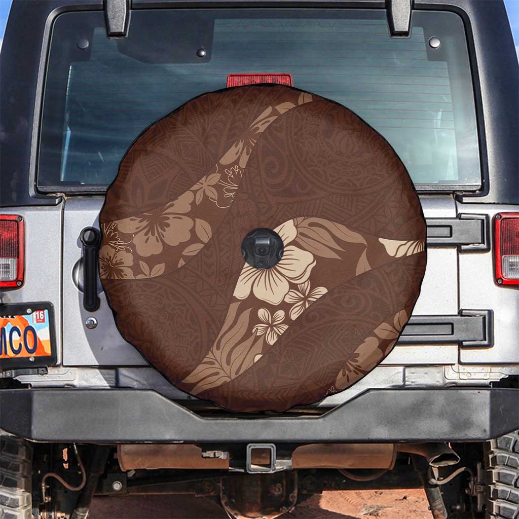 Aloha Hawaii Floral Tapa Spare Tire Cover Patchwork Mocha LT7 Mocha - Polynesian Pride