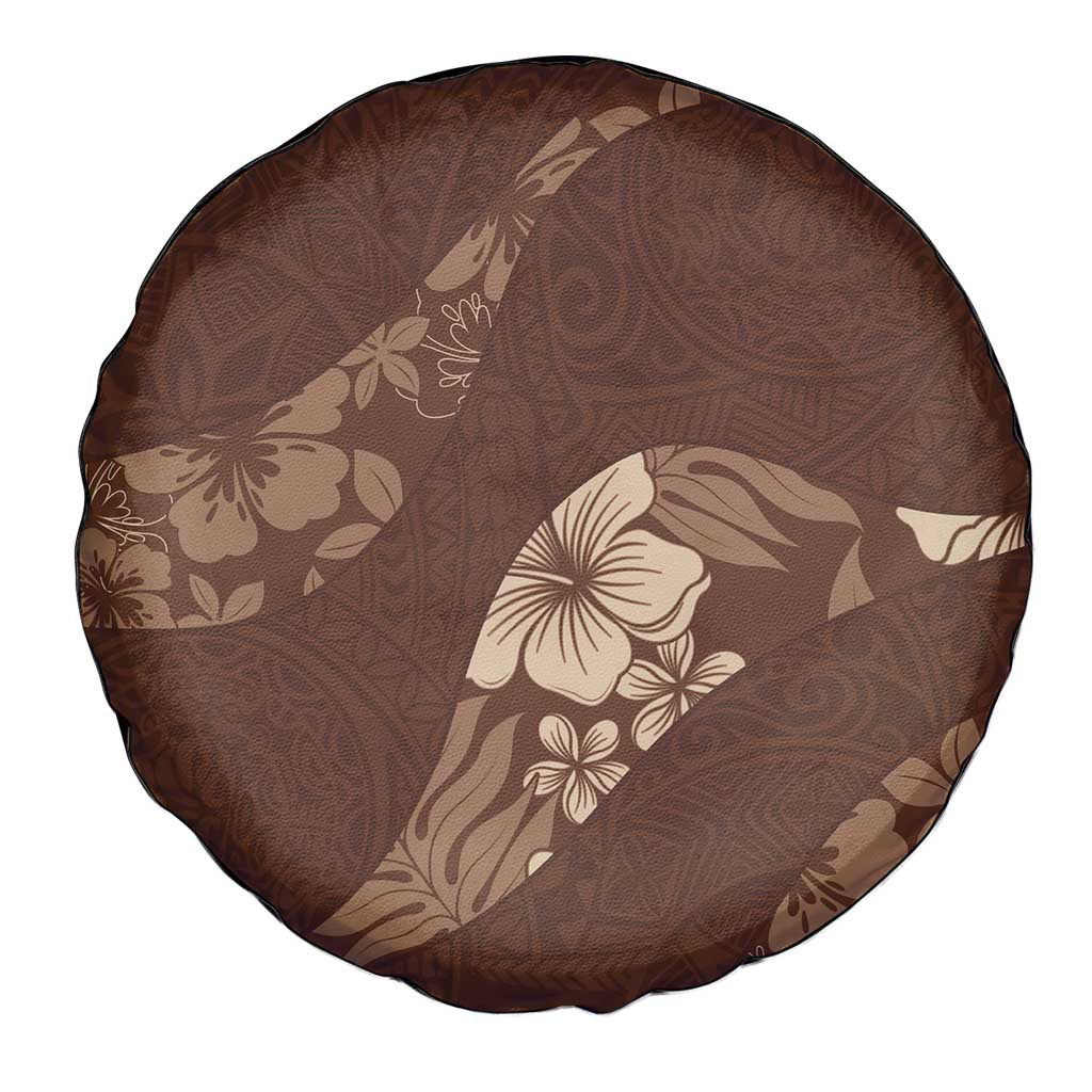 Aloha Hawaii Floral Tapa Spare Tire Cover Patchwork Mocha LT7 - Polynesian Pride