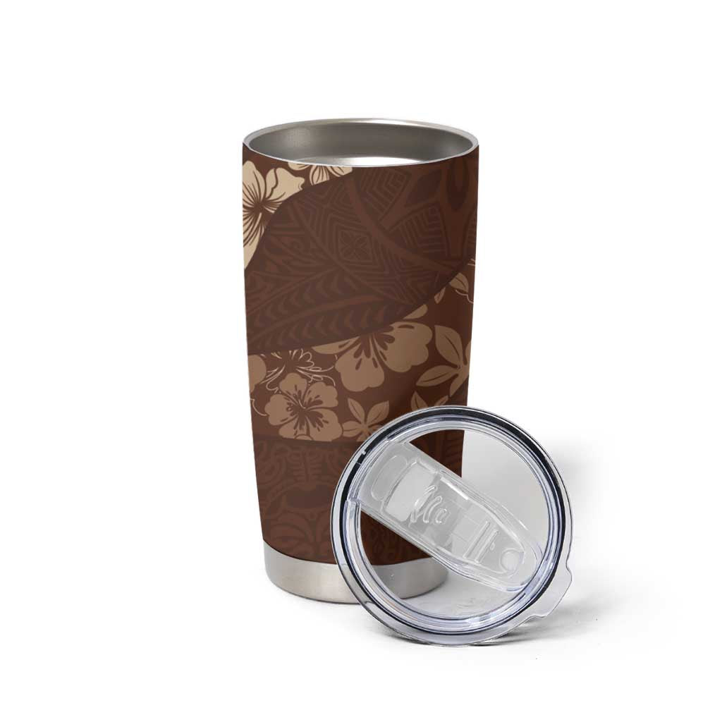 Aloha Hawaii Floral Tapa Tumbler Cup Patchwork Mocha LT7 - Polynesian Pride