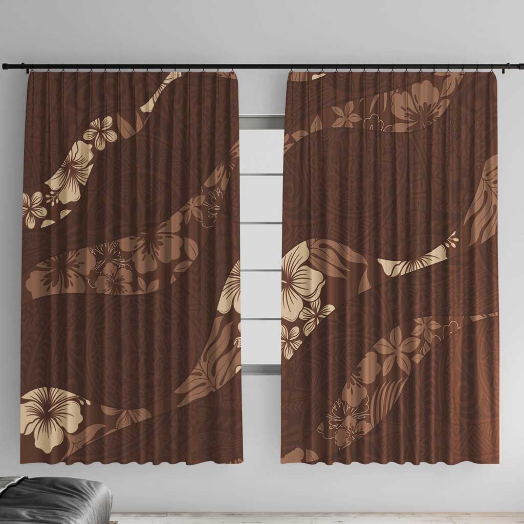 Aloha Hawaii Floral Tapa Window Curtain Patchwork Mocha LT7 With Hooks Mocha - Polynesian Pride