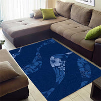 Aloha Hawaii Floral Tapa Area Rug Patchwork Navy LT7 - Polynesian Pride