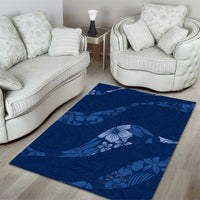 Aloha Hawaii Floral Tapa Area Rug Patchwork Navy LT7 - Polynesian Pride