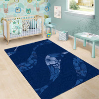 Aloha Hawaii Floral Tapa Area Rug Patchwork Navy LT7 - Polynesian Pride
