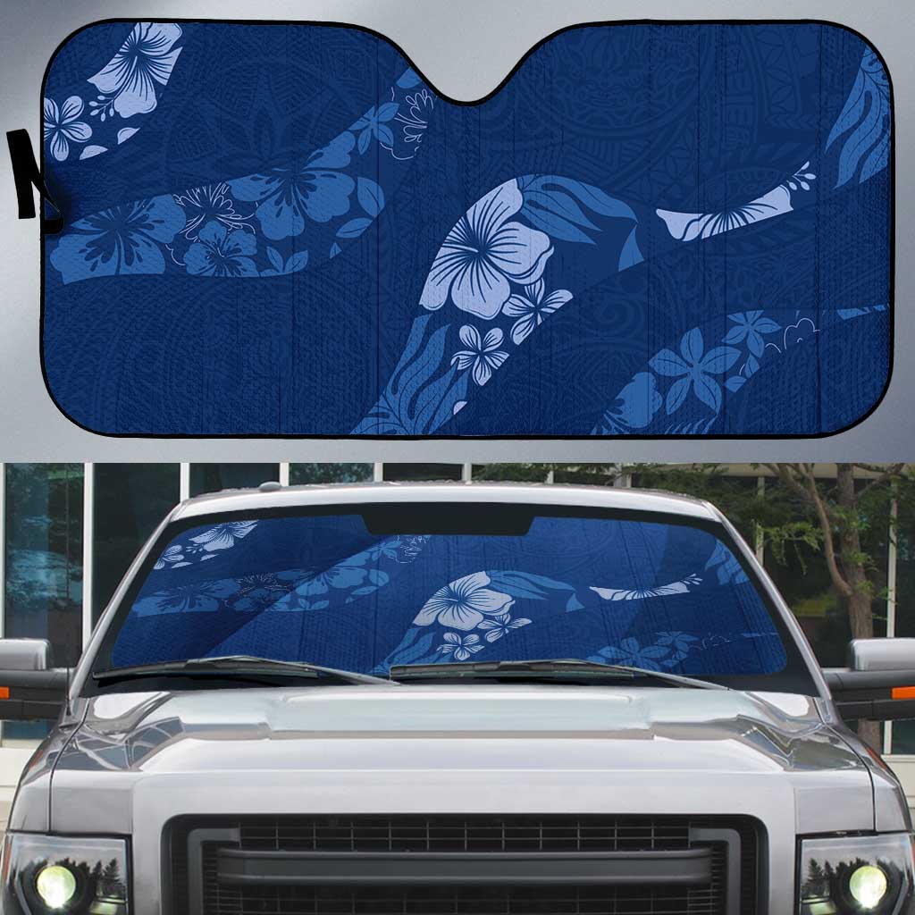 Aloha Hawaii Floral Tapa Auto Sun Shade Patchwork Navy LT7 Navy - Polynesian Pride
